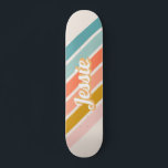 Retro Pastel Rainbow Personalized Name Skateboard<br><div class="desc">Retro inspired sunburst design in bright and playful vintage colors that can be personalized with your name.</div>