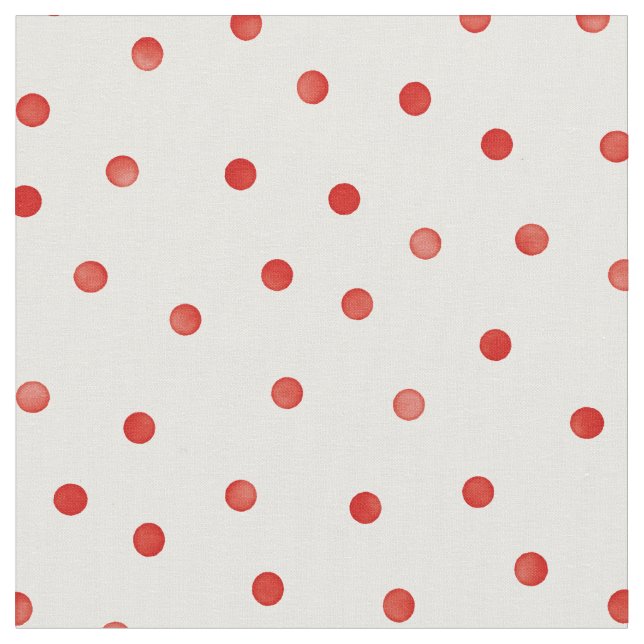 Retro pastel red and white polka dots pattern fabric (Close Up)