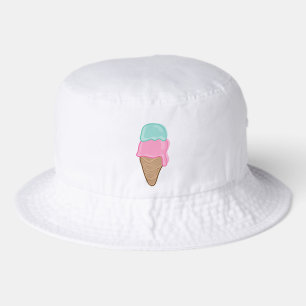 Retro Pastel Strawberry Mint Summer Ice-Cream Cone Bucket Hat