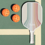 Retro Pastel Stripes Geometric Custom Name Pickleball Paddle<br><div class="desc">This set of pickleball paddles features a geometric striped retro background in soft pastel colors and your name of choice (or delete sample name and leave space blank).</div>