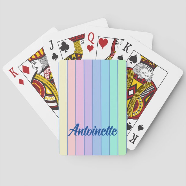 Retro Pastel Stripes Pattern Poker Cards (Back)