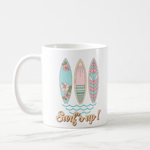 Retro Pastel Surfboards Coffee Mug