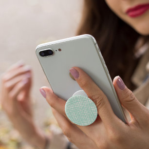 Retro pastel turquoise grid pattern PopSocket