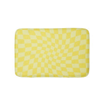 Retro Pastel Yellow Checks Warped Checkerboard