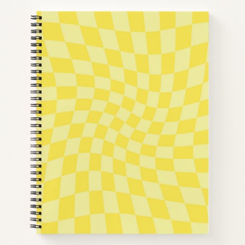 Retro Pastel Yellow Checks Warped Checkered  Notebook