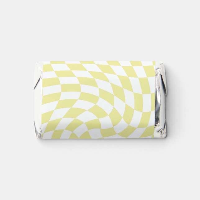 Retro Pastel Yellow Warped Checks Checkered   Hershey's Miniatures (Front)