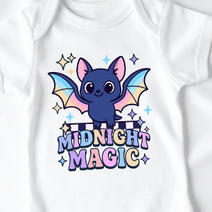 Retro Pastelcore Cute Halloween Bat & Checkerboard Baby Bodysuit