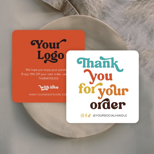 Retro Pastels Small Business Thank You for Order Note Card (Creator Uploaded)