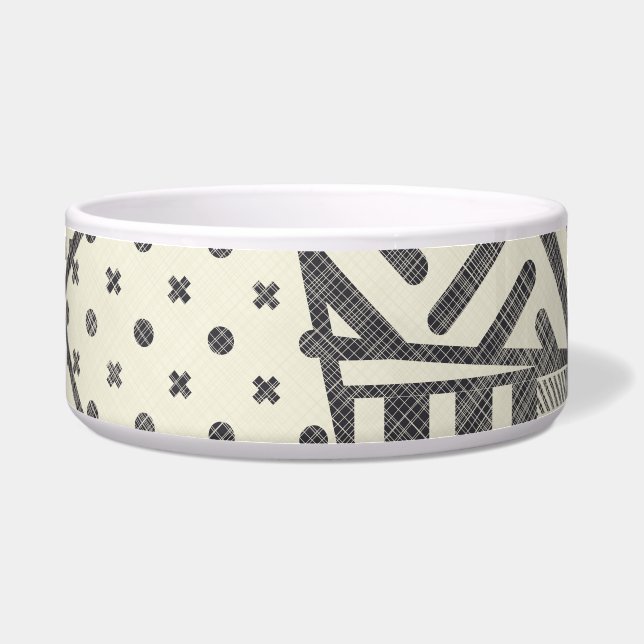 Retro Patchwork: Abstract Geometric Design Bowl (Front)