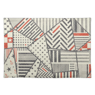 Retro Patchwork: Abstract Geometric Design Cloth Placemat