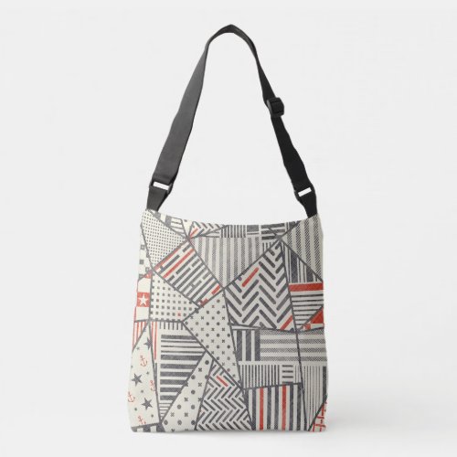 Retro Patchwork Abstract Geometric Design Crossbody Bag