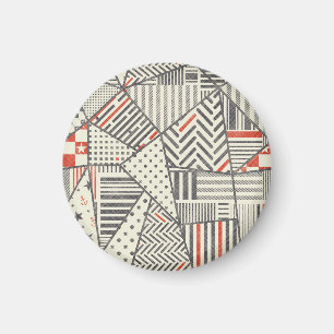 Retro Patchwork: Abstract Geometric Design Magnet