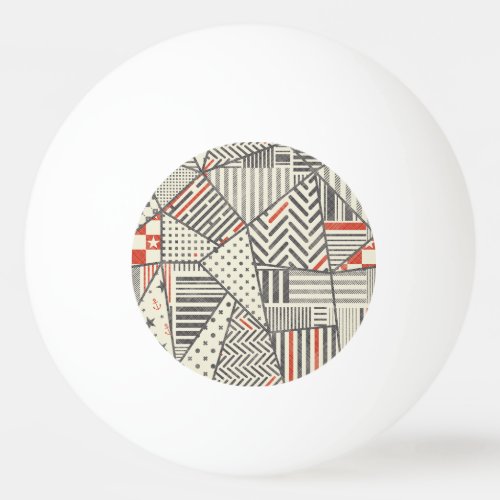 Retro Patchwork Abstract Geometric Design Ping Pong Ball