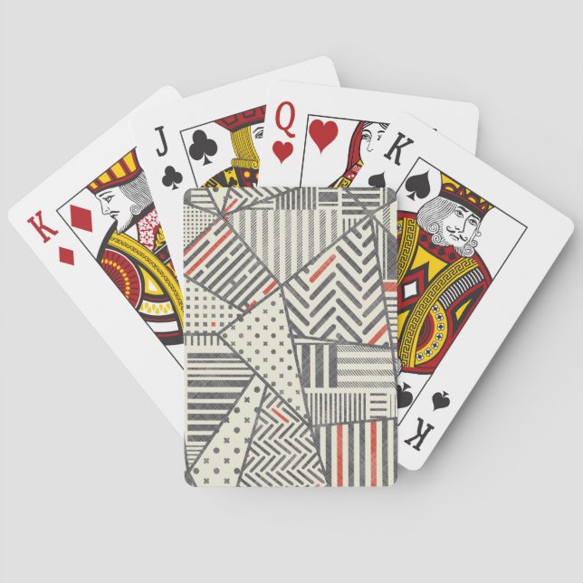 Retro Patchwork: Abstract Geometric Design Poker Cards (Back)