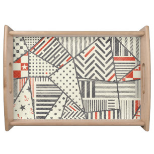 Retro Patchwork: Abstract Geometric Design Serving Tray
