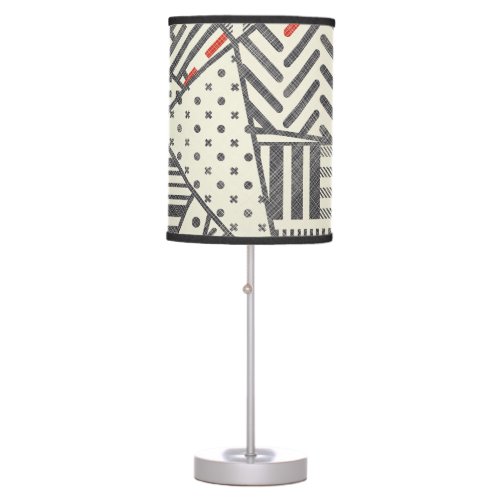 Retro Patchwork Abstract Geometric Design Table Lamp