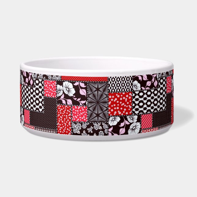 Retro Patchwork Floral Quilt Pattern Bowl (Front)