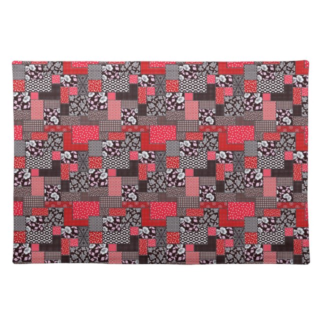 Retro Patchwork Floral Quilt Pattern Cloth Placemat (Front)