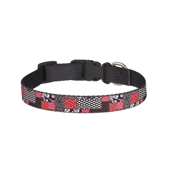 Retro Patchwork Floral Quilt Pattern Pet Collar (Front)