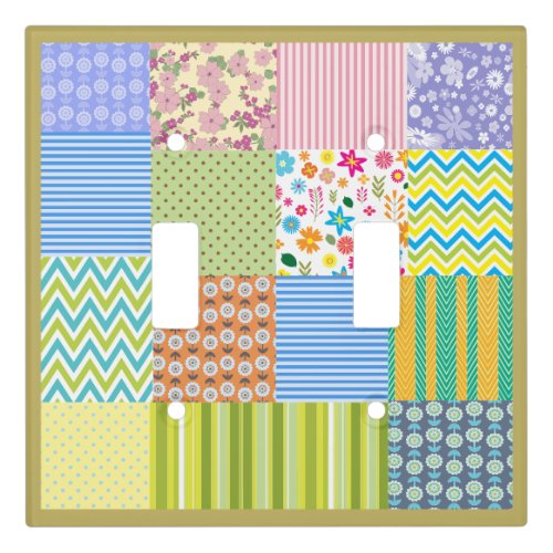 Retro Patchwork Quilt Pattern Design Light Switch Cover