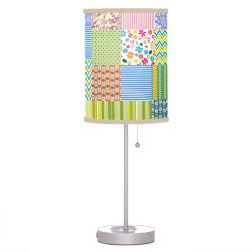 Retro Patchwork Quilt Pattern Design Table Lamp