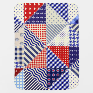 Retro Patchwork Triangles Nautical Style Baby Blanket