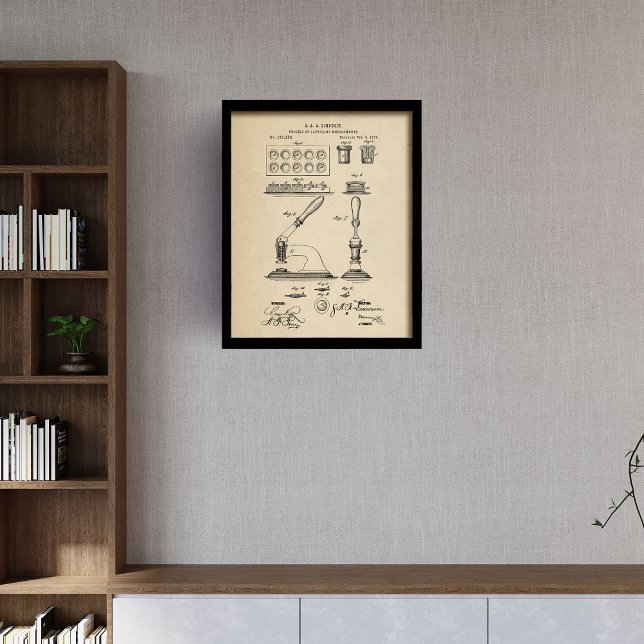 Retro patent process capsuling medicaments framed art (Retro patent process capsuling medicaments framed art)