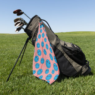 Retro Patriot Smiley Face Golf Towel