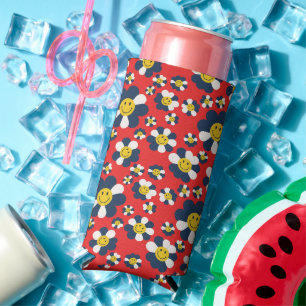 Retro Patriot Smiley Face Seltzer Can Cooler