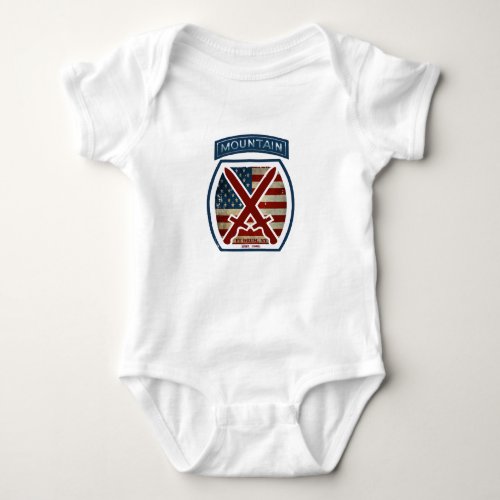 Retro Patriotic 10th Mountain Division Baby Bodysuit