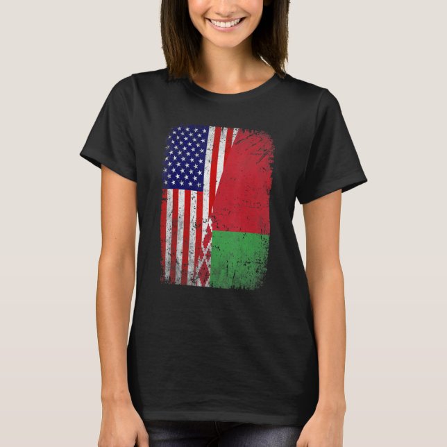 Retro Patriotic American Belarus Flag Distressed 1 T-Shirt (Front)