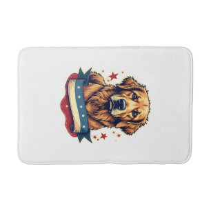 Retro Patriotic Golden Retriever Engraving Tee 4 Bath Mat