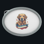 Retro Patriotic Golden Retriever Engraving Tee 4 Belt Buckle<br><div class="desc">Retro Patriotic Golden Retriever Engraving Tee 4</div>