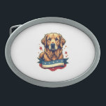 Retro Patriotic Golden Retriever Engraving Tee 4 Belt Buckle<br><div class="desc">Retro Patriotic Golden Retriever Engraving Tee 4</div>