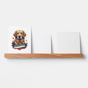 Retro Patriotic Golden Retriever Engraving Tee 4 Picture Ledge