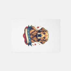 Retro Patriotic Golden Retriever Engraving Tee 4 Rug