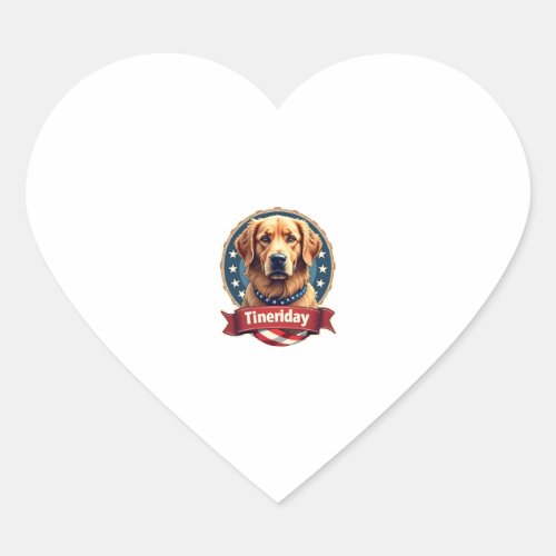 Retro Patriotic Golden Retriever Engraving Tee Heart Sticker