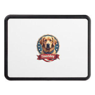 Retro Patriotic Golden Retriever Engraving Tee Hitch Cover