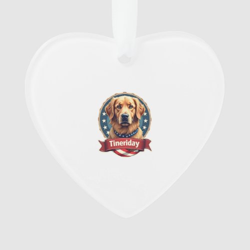 Retro Patriotic Golden Retriever Engraving Tee Ornament