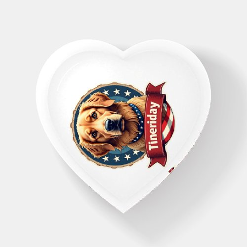 Retro Patriotic Golden Retriever Engraving Tee Paperweight