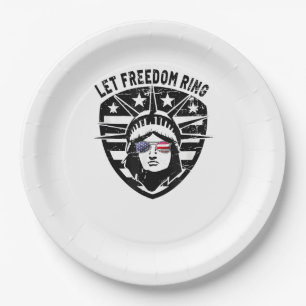 Retro Patriotic Let Freedom Ring July 4th Paper Plates