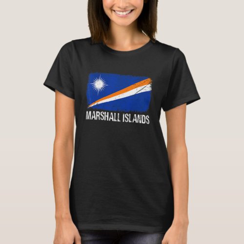 Retro Patriotic Men Women Marshall Islands Flag Di T_Shirt