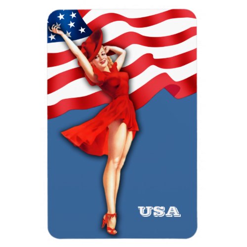 Retro Patriotic Pin_Up Art  Magnet