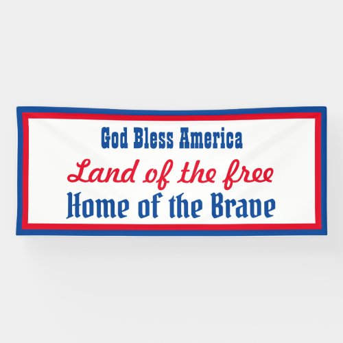 Retro Patriotic Red Blue White God Bless America Banner