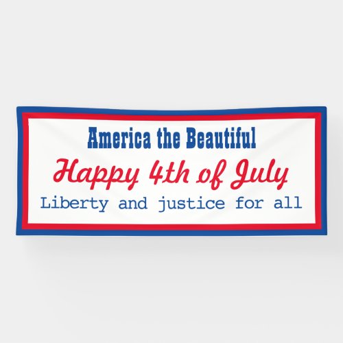 Retro Patriotic Red Blue White Happy 4th of July Banner