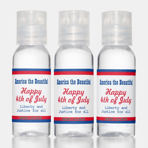 Retro Patriotic Red Blue White Happy 4th of July Hand Sanitizer