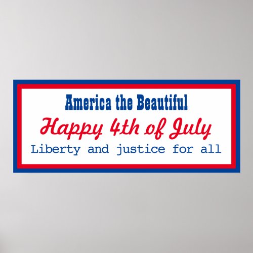 Retro Patriotic Red Blue White Happy 4th of July Poster