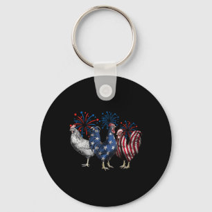 Retro Patriotic Usa Chicken Usa Hen 4th Of July Fu Keychain