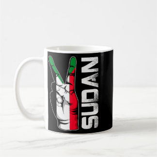 Retro Patriotic Victory Sudan Flag Fingers Coffee Mug