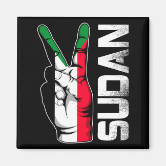 Retro Patriotic Victory Sudan Flag Fingers Magnet